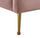 Lily Elegant Velvet Bed with Gold Steel Legs and Deep Channel Tufting for Contemporary Bedrooms