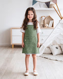 Linen apron for kids in Forest green