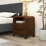 Lionel Mid Century Modern Solid Wood Nightstand 2-Drawer