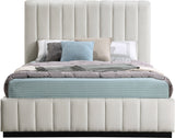 Lucia Upholstered Bed - Stylish Linen Textured Fabric, Deep Channel Tufting & Solid Wood Base Design