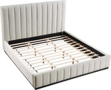 Lucia Upholstered Bed - Stylish Linen Textured Fabric, Deep Channel Tufting & Solid Wood Base Design