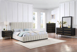 Lucia Upholstered Bed - Stylish Linen Textured Fabric, Deep Channel Tufting & Solid Wood Base Design