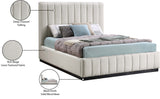 Lucia Upholstered Bed - Stylish Linen Textured Fabric, Deep Channel Tufting & Solid Wood Base Design