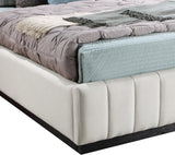 Lucia Upholstered Bed - Stylish Linen Textured Fabric, Deep Channel Tufting & Solid Wood Base Design