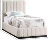 Lucia Upholstered Bed - Stylish Linen Textured Fabric, Deep Channel Tufting & Solid Wood Base Design