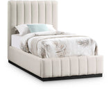 Lucia Upholstered Bed - Stylish Linen Textured Fabric, Deep Channel Tufting & Solid Wood Base Design