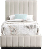 Lucia Upholstered Bed - Stylish Linen Textured Fabric, Deep Channel Tufting & Solid Wood Base Design