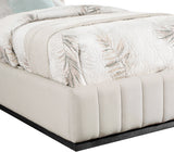 Lucia Upholstered Bed - Stylish Linen Textured Fabric, Deep Channel Tufting & Solid Wood Base Design