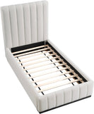 Lucia Upholstered Bed - Stylish Linen Textured Fabric, Deep Channel Tufting & Solid Wood Base Design