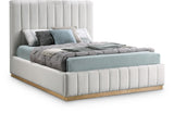 Lucia Upholstered Bed - Stylish Linen Textured Fabric, Deep Channel Tufting & Solid Wood Base Design