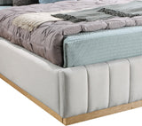 Lucia Upholstered Bed - Stylish Linen Textured Fabric, Deep Channel Tufting & Solid Wood Base Design
