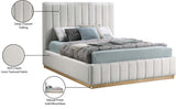 Lucia Upholstered Bed - Stylish Linen Textured Fabric, Deep Channel Tufting & Solid Wood Base Design
