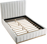 Lucia Upholstered Bed - Stylish Linen Textured Fabric, Deep Channel Tufting & Solid Wood Base Design