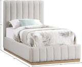 Lucia Upholstered Bed - Stylish Linen Textured Fabric, Deep Channel Tufting & Solid Wood Base Design
