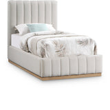 Lucia Upholstered Bed - Stylish Linen Textured Fabric, Deep Channel Tufting & Solid Wood Base Design