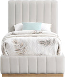 Lucia Upholstered Bed - Stylish Linen Textured Fabric, Deep Channel Tufting & Solid Wood Base Design