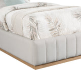 Lucia Upholstered Bed - Stylish Linen Textured Fabric, Deep Channel Tufting & Solid Wood Base Design