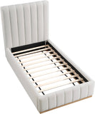 Lucia Upholstered Bed - Stylish Linen Textured Fabric, Deep Channel Tufting & Solid Wood Base Design