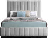Lucia Upholstered Bed - Stylish Linen Textured Fabric, Deep Channel Tufting & Solid Wood Base Design