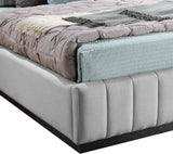 Lucia Upholstered Bed - Stylish Linen Textured Fabric, Deep Channel Tufting & Solid Wood Base Design