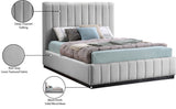 Lucia Upholstered Bed - Stylish Linen Textured Fabric, Deep Channel Tufting & Solid Wood Base Design