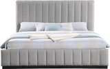 Lucia Upholstered Bed - Stylish Linen Textured Fabric, Deep Channel Tufting & Solid Wood Base Design