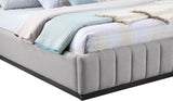 Lucia Upholstered Bed - Stylish Linen Textured Fabric, Deep Channel Tufting & Solid Wood Base Design