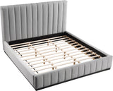 Lucia Upholstered Bed - Stylish Linen Textured Fabric, Deep Channel Tufting & Solid Wood Base Design