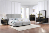 Lucia Upholstered Bed - Stylish Linen Textured Fabric, Deep Channel Tufting & Solid Wood Base Design