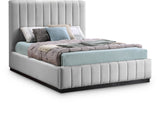 Lucia Upholstered Bed - Stylish Linen Textured Fabric, Deep Channel Tufting & Solid Wood Base Design