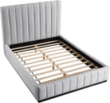 Lucia Upholstered Bed - Stylish Linen Textured Fabric, Deep Channel Tufting & Solid Wood Base Design