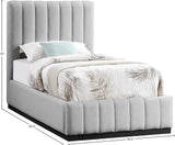 Lucia Upholstered Bed - Stylish Linen Textured Fabric, Deep Channel Tufting & Solid Wood Base Design