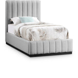 Lucia Upholstered Bed - Stylish Linen Textured Fabric, Deep Channel Tufting & Solid Wood Base Design