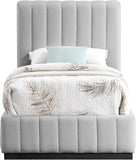 Lucia Upholstered Bed - Stylish Linen Textured Fabric, Deep Channel Tufting & Solid Wood Base Design