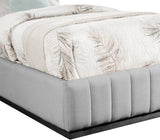 Lucia Upholstered Bed - Stylish Linen Textured Fabric, Deep Channel Tufting & Solid Wood Base Design