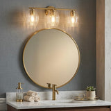 Luster Three Lights Vanity With Clear Glass Mirror Wall Lamp - Satin Brass