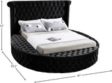 Luxus Round Velvet Bed with Deep Button Tufting, Spacious Storage, and Contemporary Style Design
