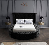 Luxus Round Velvet Bed with Deep Button Tufting, Spacious Storage, and Contemporary Style Design