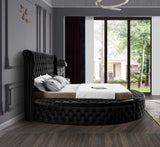 Luxus Round Velvet Bed with Deep Button Tufting, Spacious Storage, and Contemporary Style Design