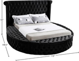 Luxus Round Velvet Bed with Deep Button Tufting, Spacious Storage, and Contemporary Style Design