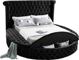 Luxus Round Velvet Bed with Deep Button Tufting, Spacious Storage, and Contemporary Style Design