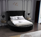 Luxus Round Velvet Bed with Deep Button Tufting, Spacious Storage, and Contemporary Style Design