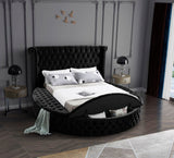 Luxus Round Velvet Bed with Deep Button Tufting, Spacious Storage, and Contemporary Style Design