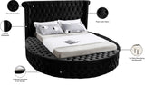 Luxus Round Velvet Bed with Deep Button Tufting, Spacious Storage, and Contemporary Style Design