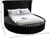 Luxus Round Velvet Bed with Deep Button Tufting, Spacious Storage, and Contemporary Style Design