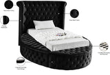 Luxus Round Velvet Bed with Deep Button Tufting, Spacious Storage, and Contemporary Style Design