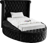 Luxus Round Velvet Bed with Deep Button Tufting, Spacious Storage, and Contemporary Style Design