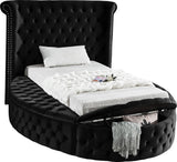 Luxus Round Velvet Bed with Deep Button Tufting, Spacious Storage, and Contemporary Style Design