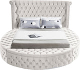 Luxus Round Velvet Bed with Deep Button Tufting, Spacious Storage, and Contemporary Style Design