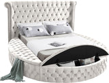 Luxus Round Velvet Bed with Deep Button Tufting, Spacious Storage, and Contemporary Style Design